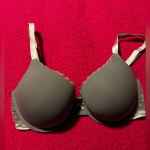 Aerie Harper Gray Lace Accent Bra, Size 34DD